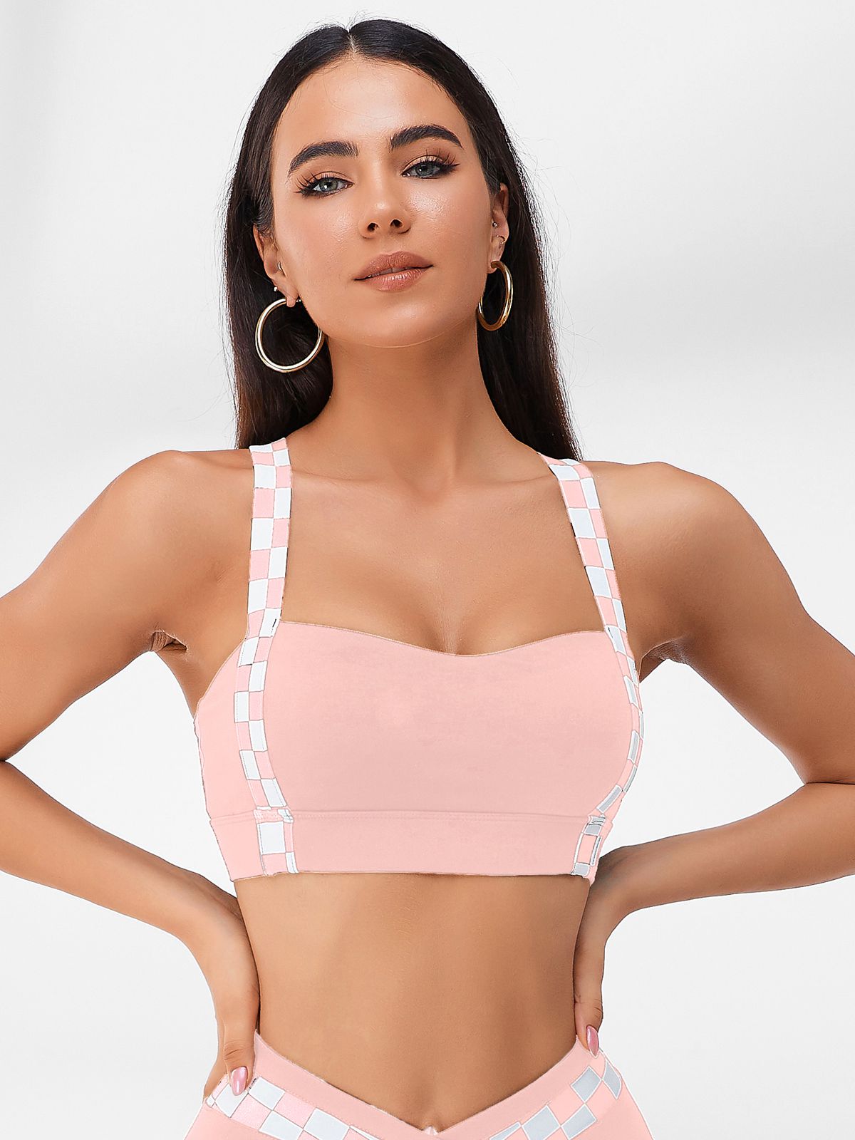 BUYCO Female Chessboard Cross Back Sports Bras
