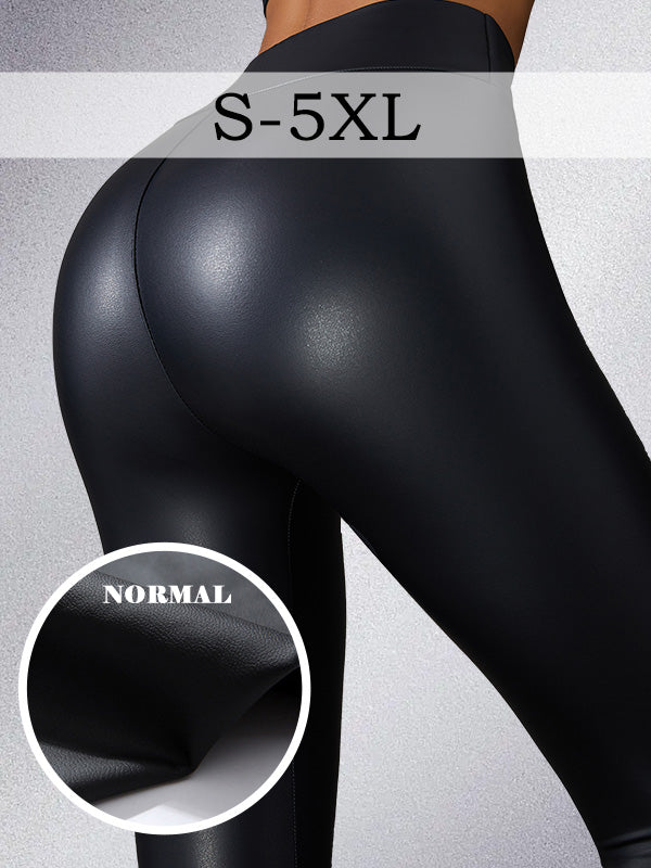 BUYCO Female Glossy PU Hip-lift Leggings