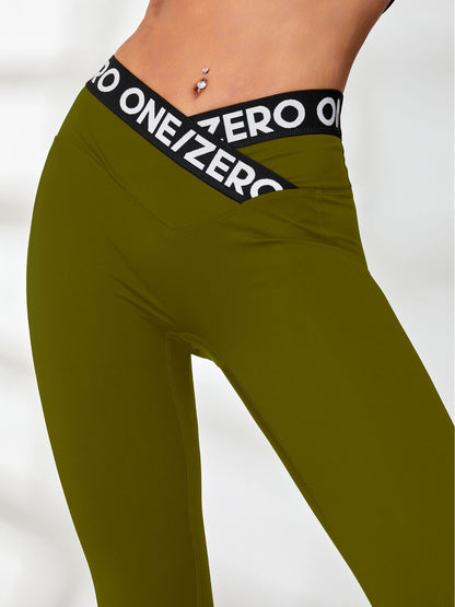 BUYCO Female Print Contrast Color V-shape Waist Leggings