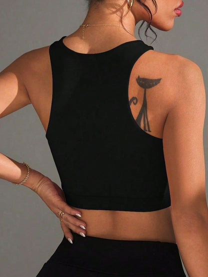 BUYCO Female Fitted Solid Color Sheer Mesh Cross Tank