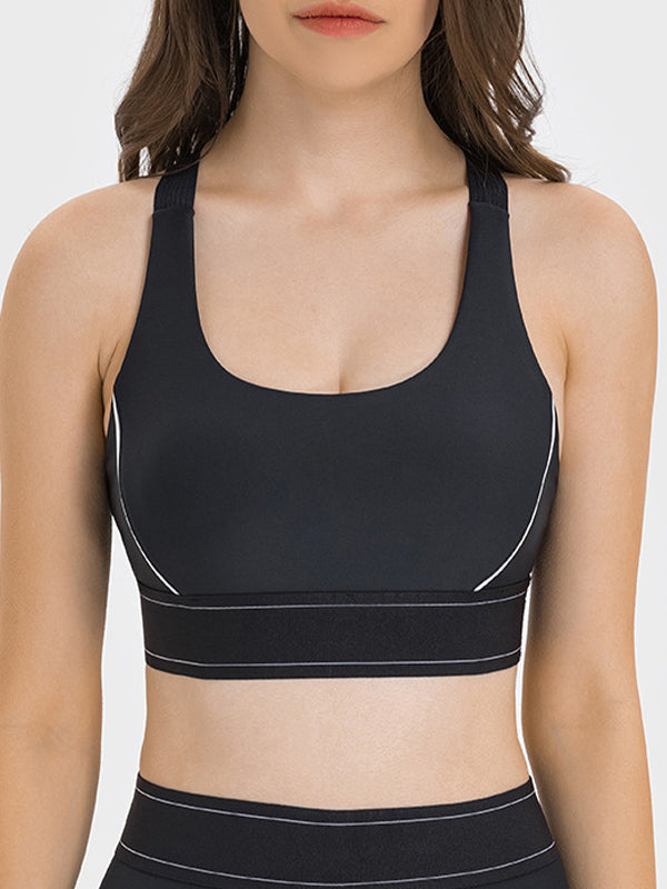 BUYCO Female Contrast Color Adjustable Strap with Chest Pads Sports Bras