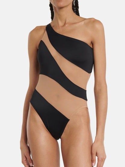 BUYCO Female Glossy Sheer Mesh Elegance One Piece