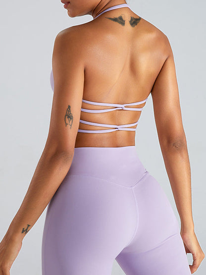BUYCO Female Solid Color Backless Cross Back Sports Bras