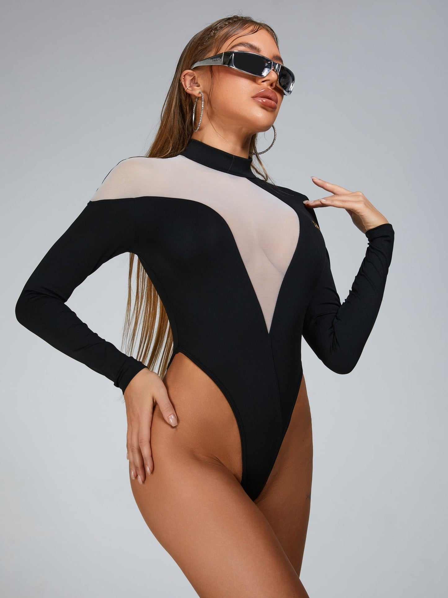 BUYCO Female Deep V Mesh Bodysuit