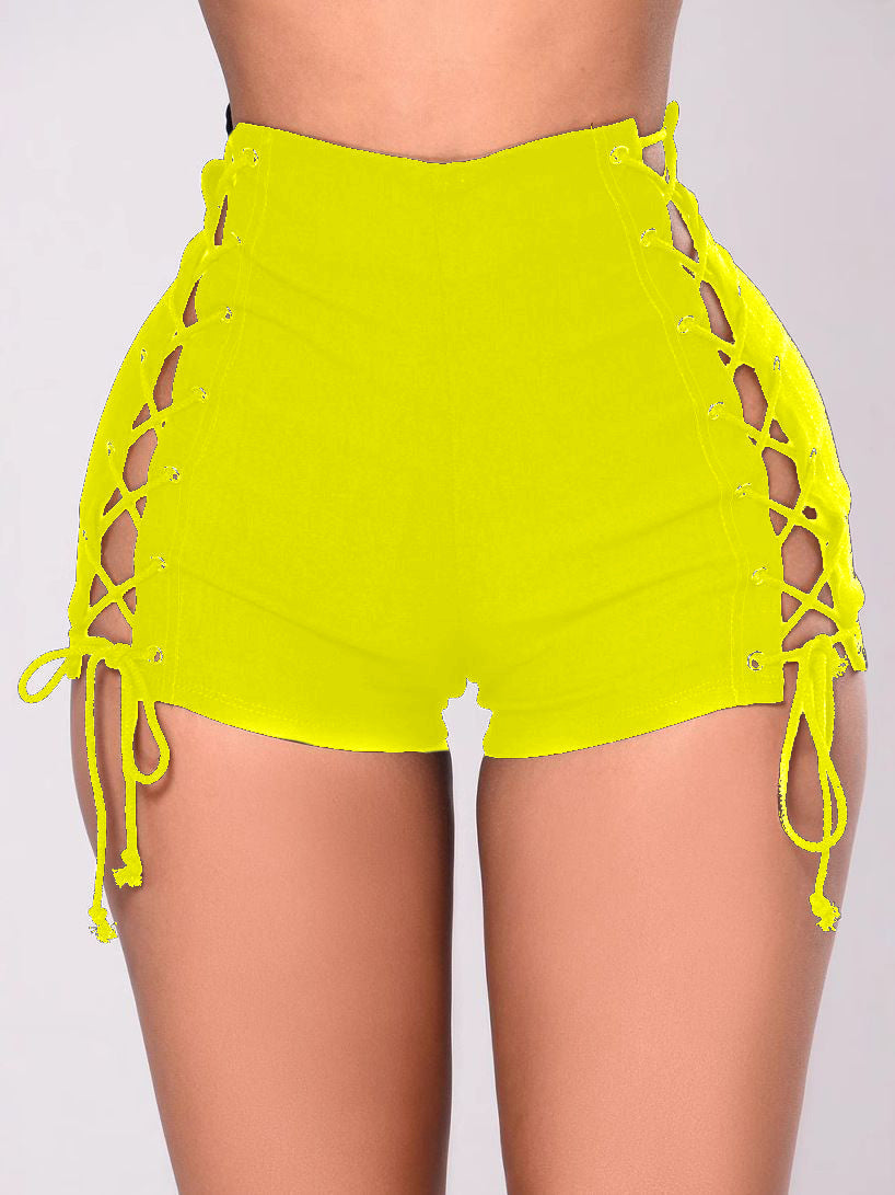 BUYCO Female Fitted Drawstring Hollow Out Shorts