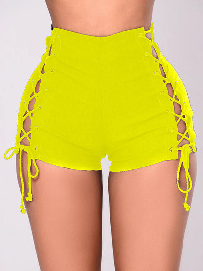 BUYCO Female Fitted Drawstring Hollow Out Shorts