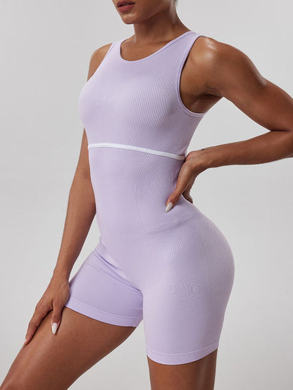 BUYCO Female Hollow Out Elastic Tight Ribbed Romper