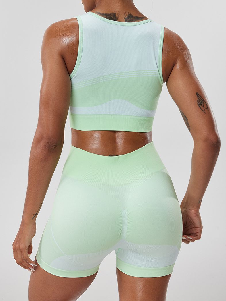 BUYCO Female Ruched Back with Chest Pads Elastic Tight Short Tracksuit