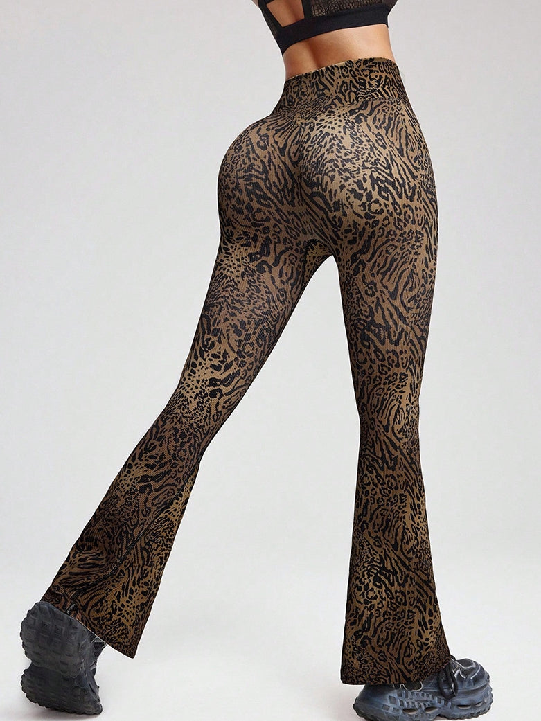 BUYCO Female Fitted Leopard Print Flare Leggings