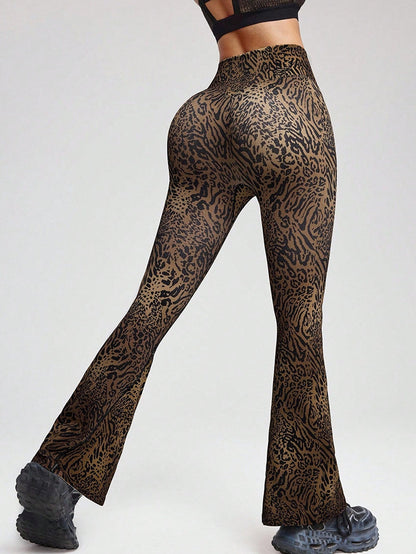 BUYCO Female Fitted Leopard Print Flare Leggings