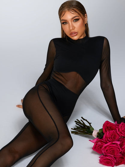 BUYCO Female Fitted Mesh Jumpsuit