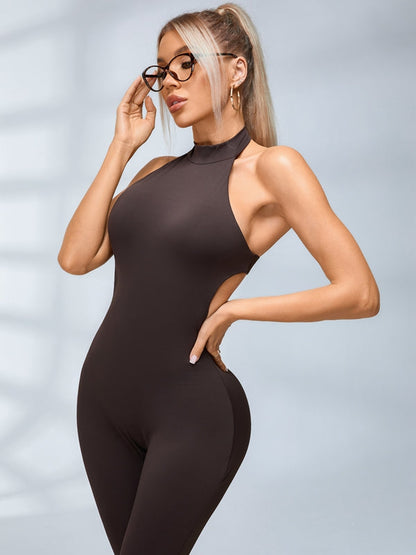 BUYCO Female Backless Halter Deep V Back Jumpsuit