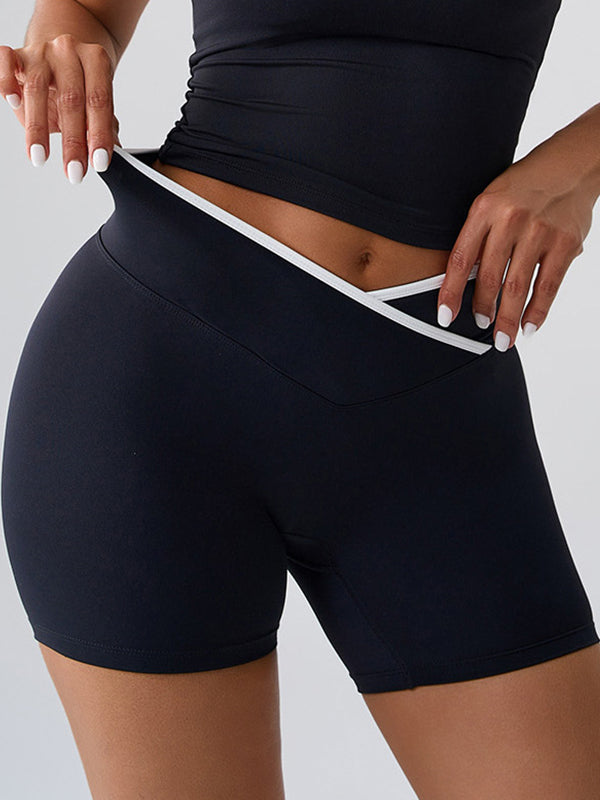 BUYCO Female Push Up Design V-shaped Waist Contrast Color Shorts