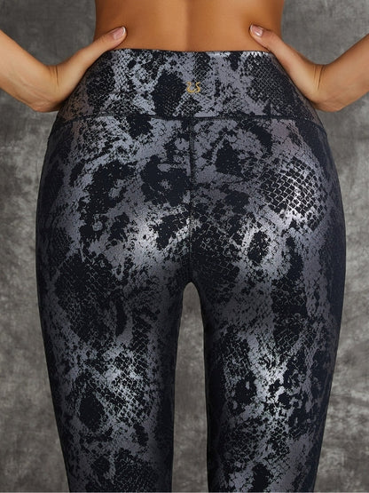 BUYCO Female High Waist Bronzed Snakeskin Leggings