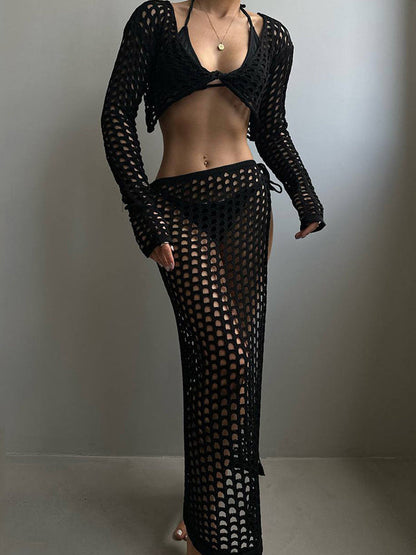 BUYCO Female Fitted Fishnet Without Bikini Set Swimwear Cover-up Dress
