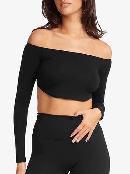 BUYCO Female Fitted Solid Color Backless Elastic Tight Long Sleeves