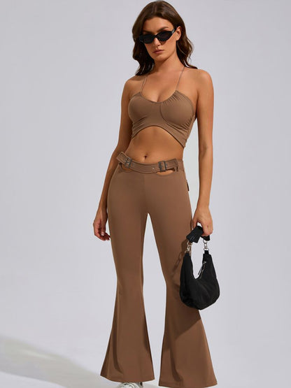 BUYCO Female Button Cutout Cargo Style Flare Design Tracksuit