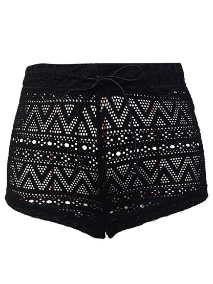 BUYCO Female Fitted Lace-up Fishnet Hollow Out Beach Shorts