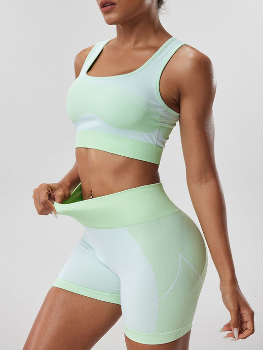 BUYCO Female Ruched Back with Chest Pads Elastic Tight Short Tracksuit