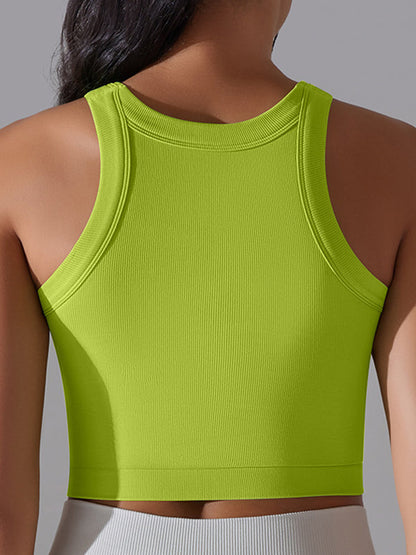 BUYCO Female Solid Color Ribbed Elastic Tight Round Neck Tank