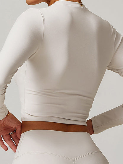 BUYCO Female Solid Color Quick Dry Elastic Tight Long Sleeves