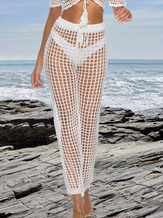 BUYCO Female Fishnet Hollow Out Beach Pants Swimwear Cover-up Without Bikini Set