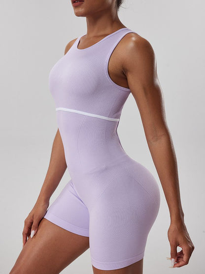 BUYCO Female Hollow Out Elastic Tight Ribbed Romper