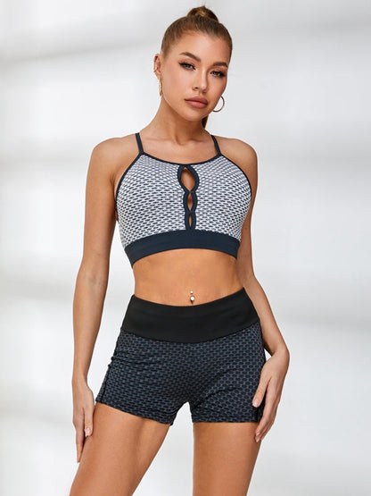 BUYCO Female Cutout Tiktok Honeycomb Pocket Peach Hip Short Tracksuit