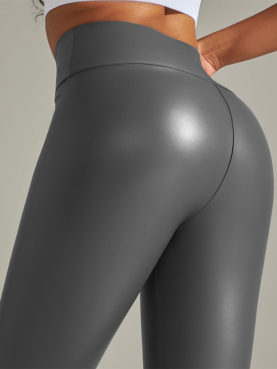 BUYCO Female Plus Size PU Faux Leather Leggings