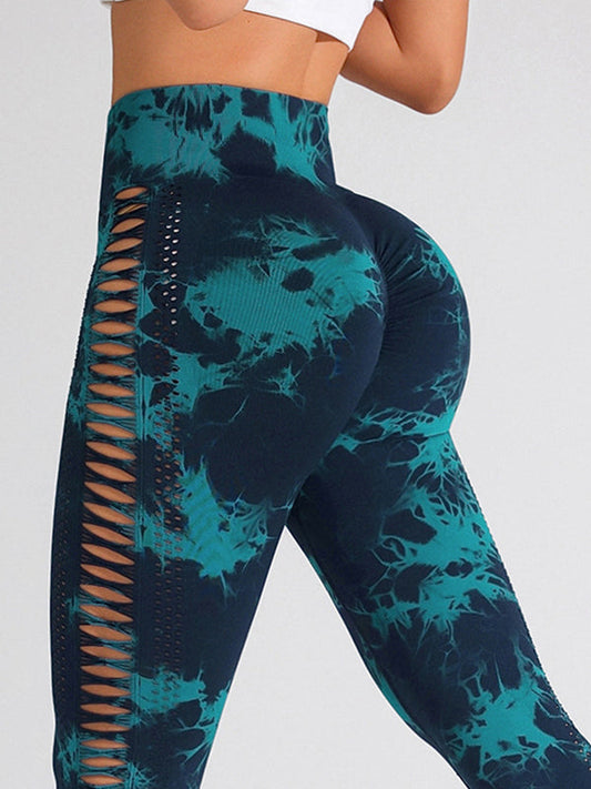 BUYCO Female Modern Tie-dye Hollow Out Modern Fit Leggings