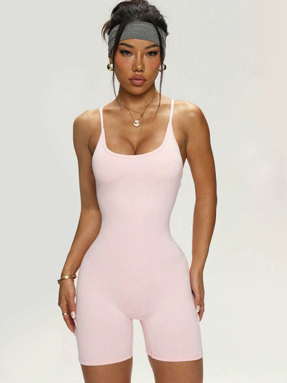 BUYCO Female Cross Back U Collar Elastic Tight Short Romper