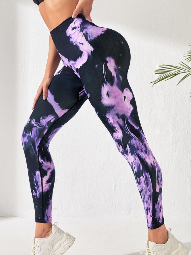 BUYCO Female Push Up Design Colorful Modern Tie-dye Quick Dry Leggings