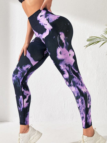 BUYCO Female Push Up Design Colorful Modern Tie-dye Quick Dry Leggings