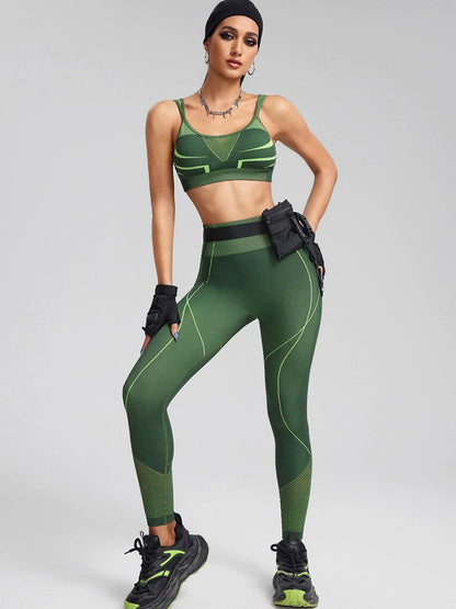 BUYCO Female Contrast Color Fishnet Stripe Print Tracksuit