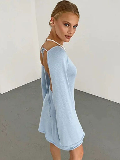 BUYCO Female Fitted Solid Color Backless Without Bikini Set Cover-up