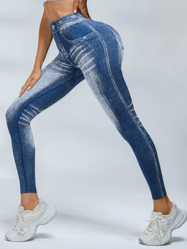 BUYCO Female Deep V Back Denim Ruched Back Leggings