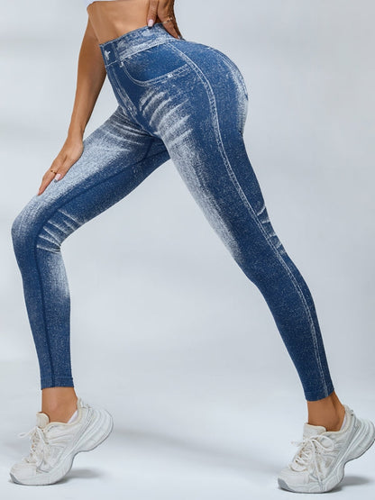 BUYCO Female Deep V Back Denim Ruched Back Leggings
