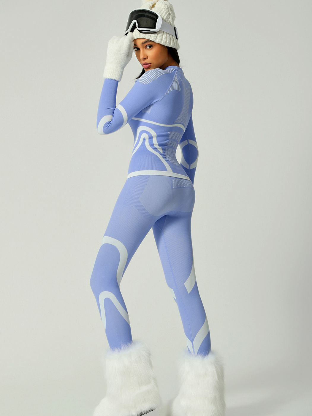 BUYCO Female Quick Dry Warm Contrast Color Elastic Tight Ski Tracksuit