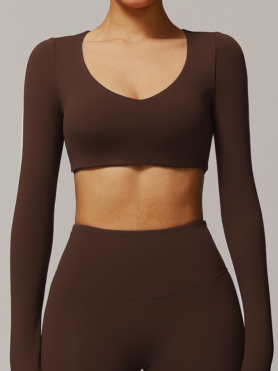 BUYCO Female Solid Color V-neck Quick Dry Long Sleeves