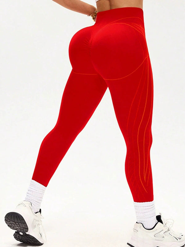 BUYCO Female Contrast Color Stripes Elastic Tight Leggings