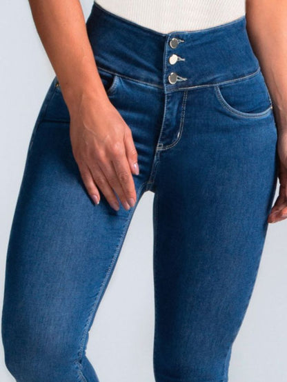 BUYCO Female Denim Elastic Tight Pocket Cargo Leggings