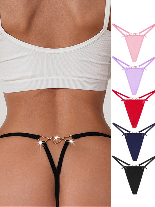 BUYCO Female Heart Metal Chain Cutout Panties