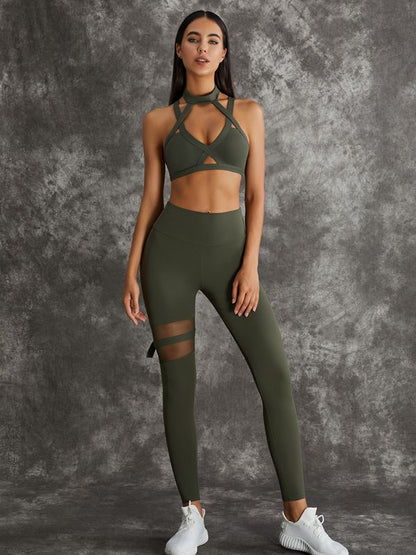 BUYCO Female Unique Cut Out Pocket Mesh Ruched Back Leggings