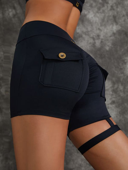 BUYCO Female Unique Cut Out Pocket Mesh Ruched Back Sportswear