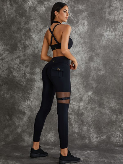 BUYCO Female Unique Cut Out Pocket Mesh Ruched Back Sportswear