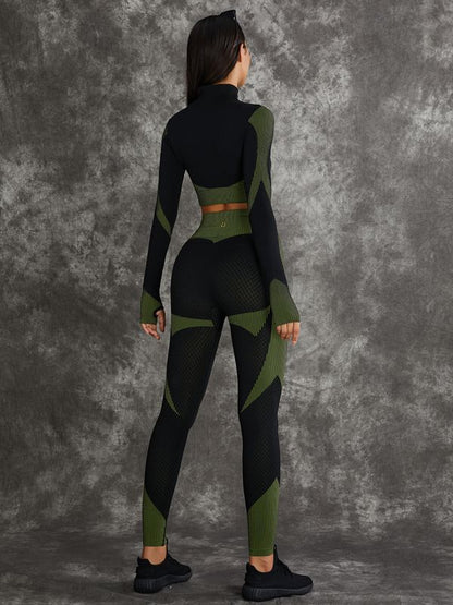 BUYCO Female 3 Pieces Long Sleeve Zippers Fitness Suit