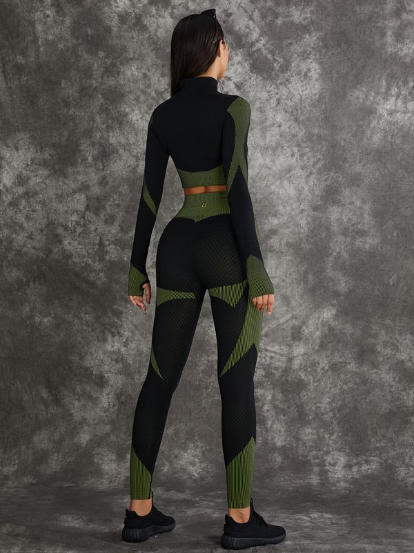 BUYCO Female 3 Pieces Long Sleeve Zippers Fitness Suit