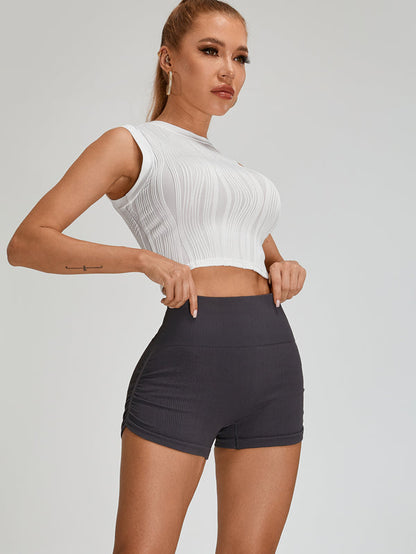 BUYCO Female Ribbed Ruched Back Quick-drying Short Tracksuit