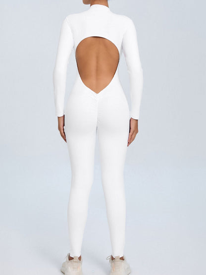 BUYCO Female Backless Zipper Hollow Out Ruched Back Jumpsuit