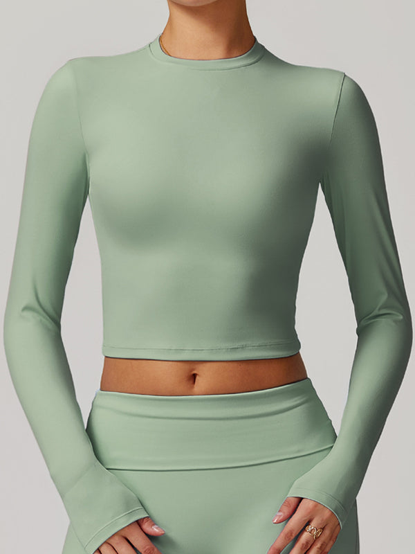 BUYCO Female Solid Color Quick Dry Elastic Tight Long Sleeves